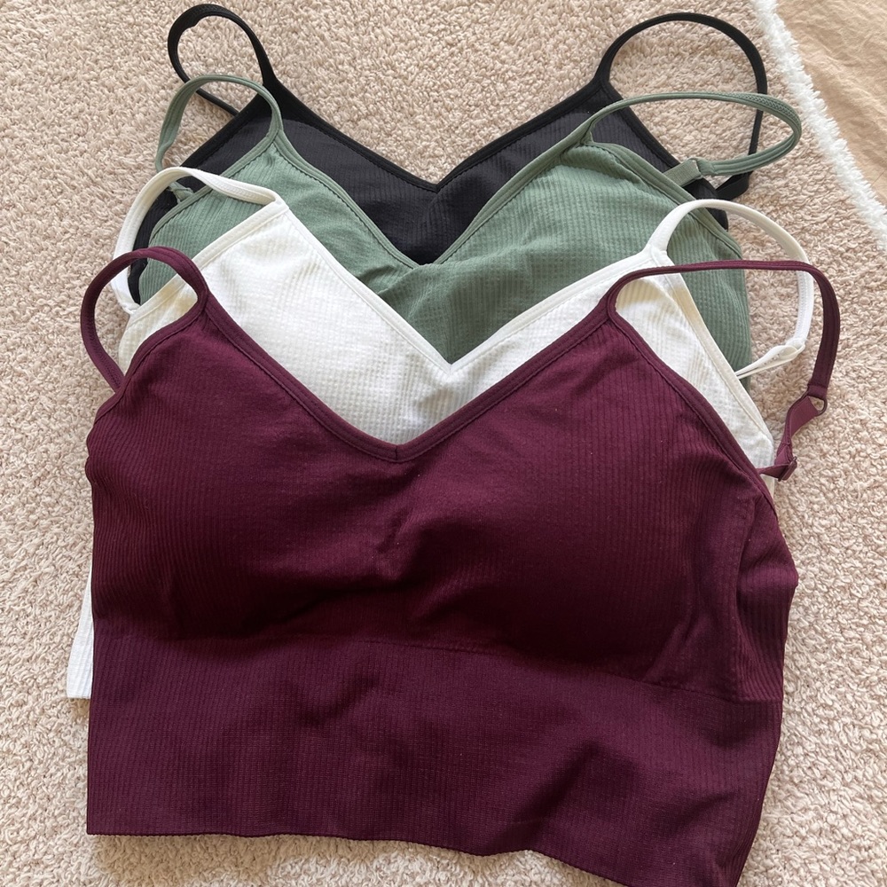 4 Z by Zella Ribbed Seamless Longline Bralettes